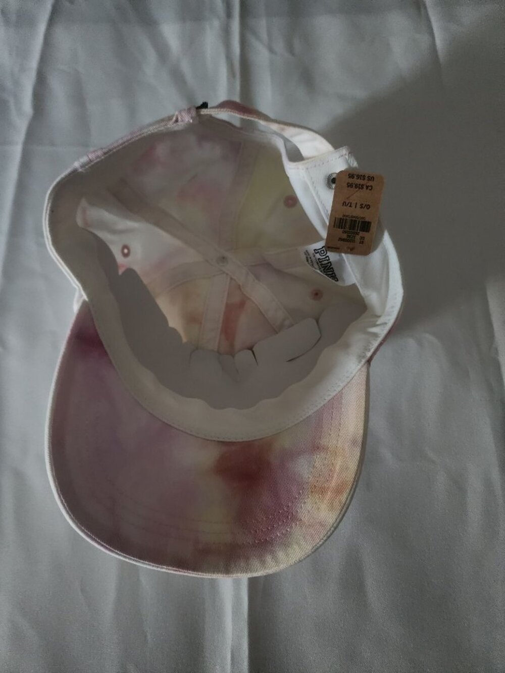Victoria's Secret PINK White Multi/Tie Dye Baseball Hat One Size New With Tags - Picture 6 of 13